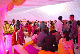 Congregating in a marquee