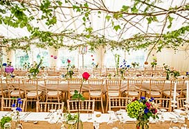 Front view of vintage wedding marquee