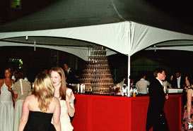 Chinese hat marquee serving as a bar