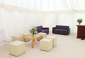 The reception area in the marquee