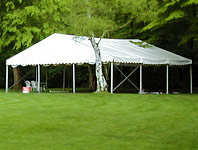 Partially erected frame marquee with aluminium skeleton showing