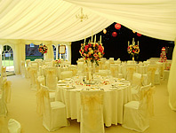 Evening marquee wedding reception