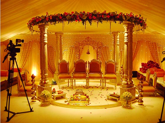 This mandap in a marquee at a large Indian wedding in London is too gorgeous