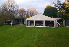 Guests will cross the walkway in front of the house and enter straight into the marquee