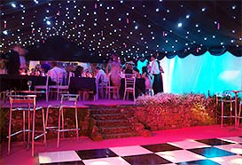 Eighteenth birthday marquee spanning two levels