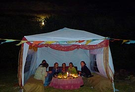 Small chillout tent with alternative decoration