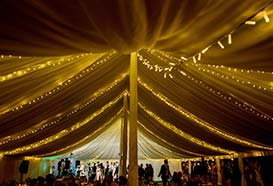Looking down the main marquee to the dance floor
