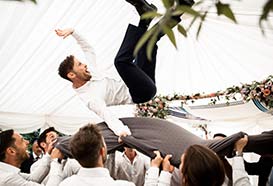 Groom thrown in the air