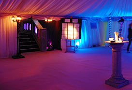 Stone effect bridge links two marquees