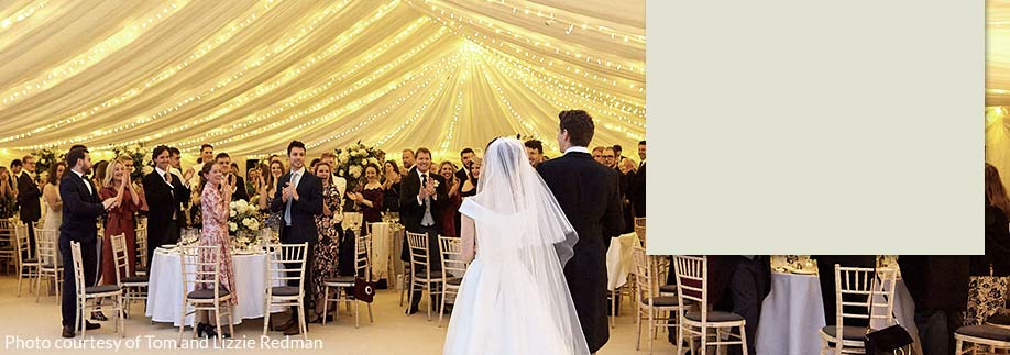 Frame marquee with fairy lights strung across the roof