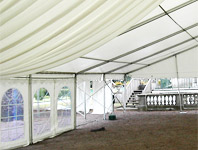 Marquee, half lined, half unlined