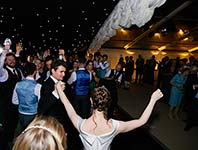 Dancing in a wedding marquee