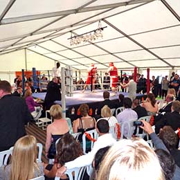 Sporting event in a frame-based marquee