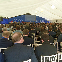 Conference in temporary structure