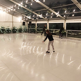 Marquee with transparent roof for skating rink
