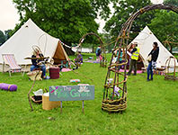 Bell tents for yoga at a festival