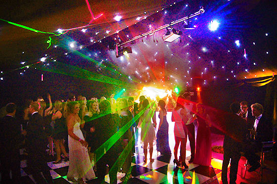 Dancing marquee with disco lighting