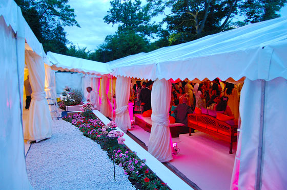 Marquee walkway joining two large marquees at a wedding in Stanmore, Harrow, London