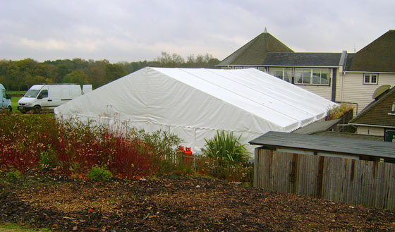 Marquee using all space in small garden Marquee using all space in small garden