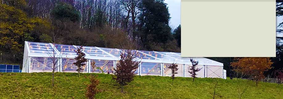 Transparent marquee on a winters day near Sevenoaks, Kent