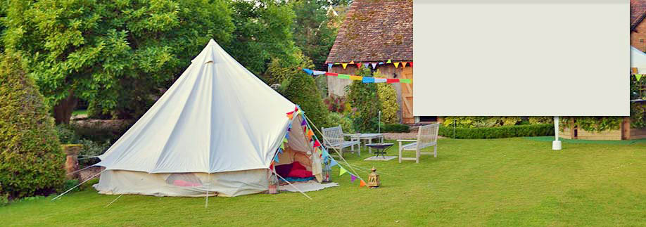 Bell tent in rural setting