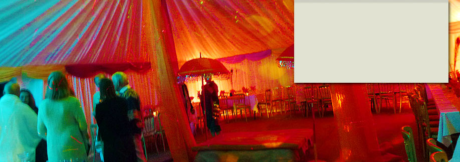 Inside the funky party tent
