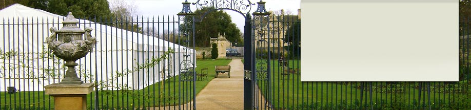 Marquee behind gates